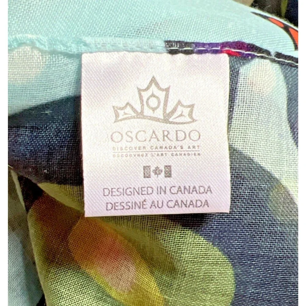 John Rombough Oscardo Moose Blue Scarf 68” x 27”